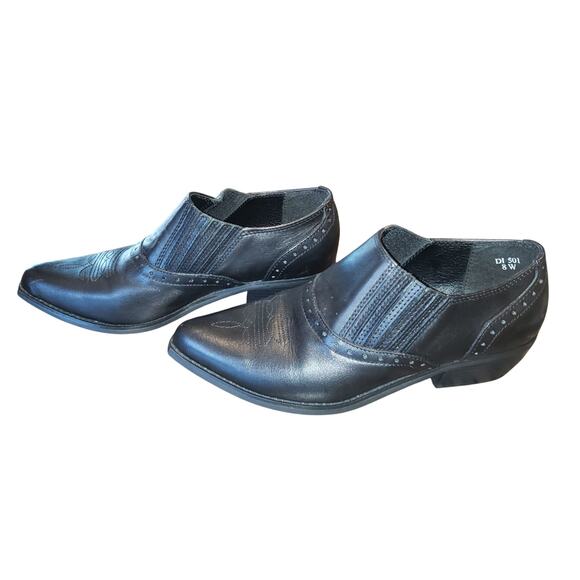 DINGO Black Leather Western Ankle Boots  8W Country Glam Southern Style Western - Picture 3 of 10